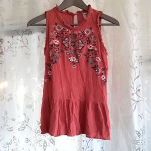Beautiful Red Embroiderd Tank